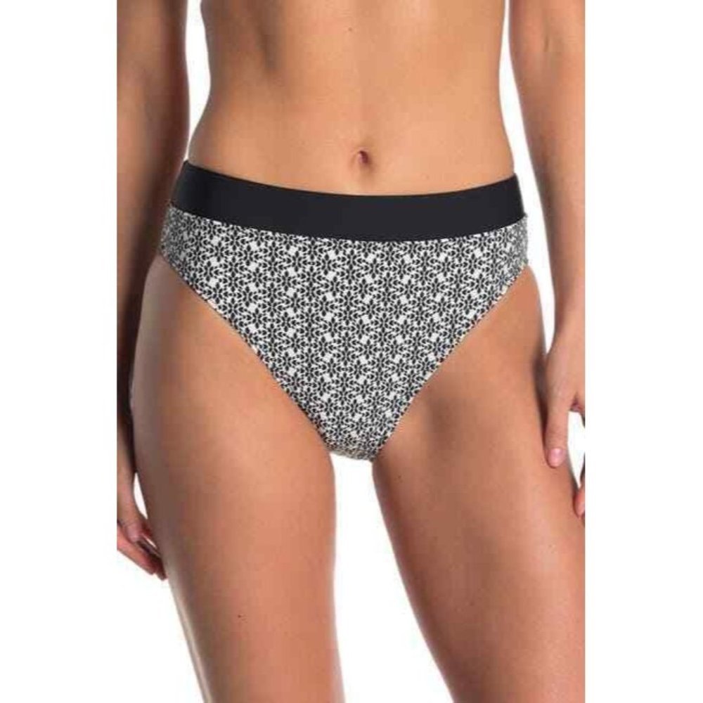 Ella Moss NWOT S Black & White Printed High Waist Bikini Bottoms